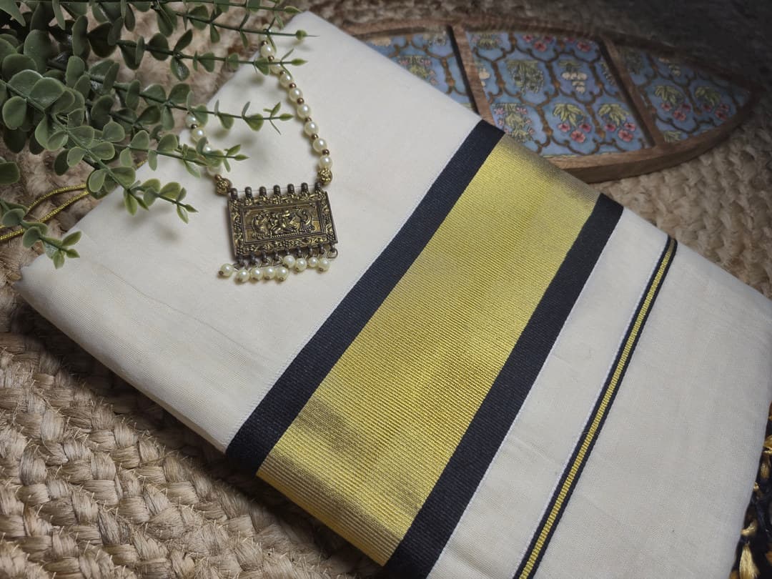 Black Double Thin Line Border Cotton Saree