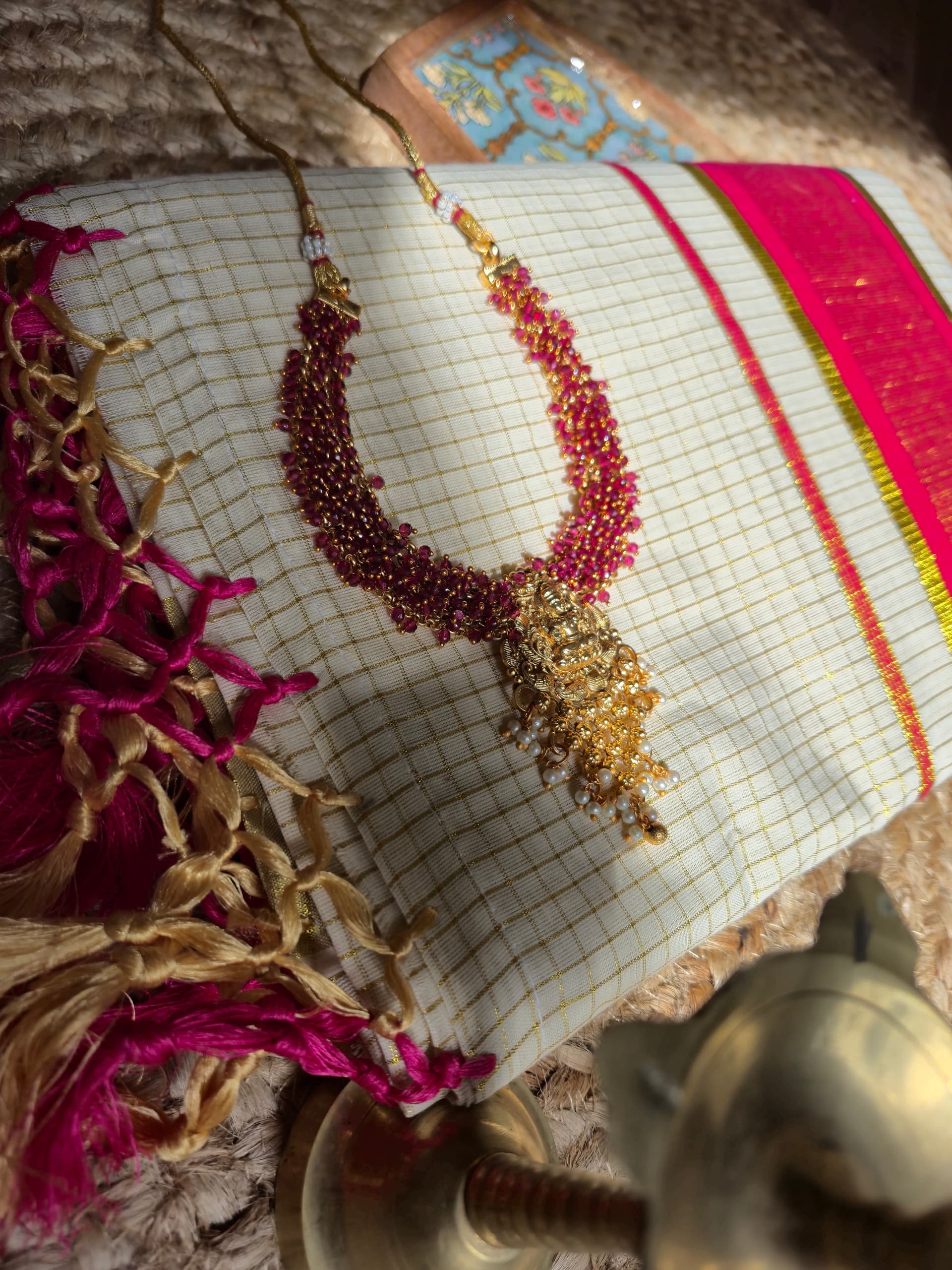 Pink Micro Check Saree — image 4 of 5